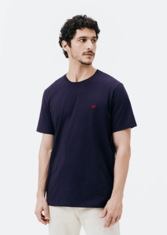 Camiseta Básica Hering World Com Bordado Masculina - Azul