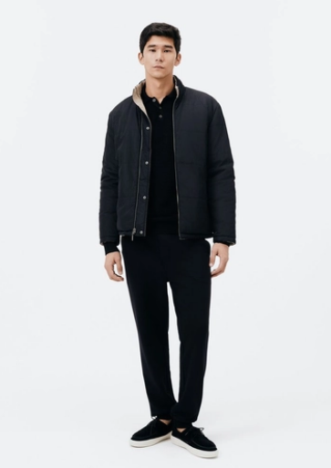 Jaqueta Hering Masculina Comfort Puffer Dupla Face - Preta