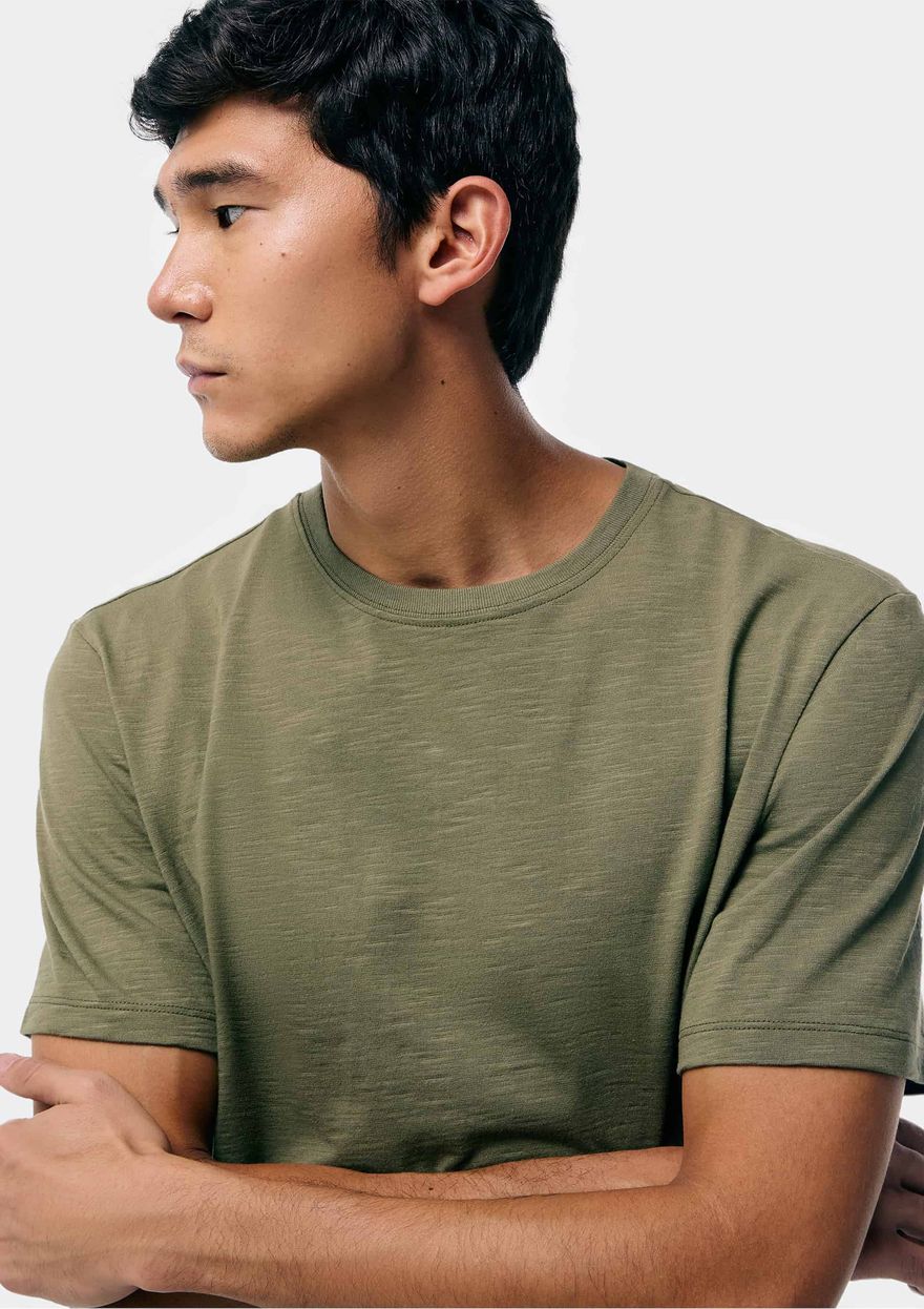Camiseta Manga Curta Hering Comfort Em Malha Flamê Masculina - Verde