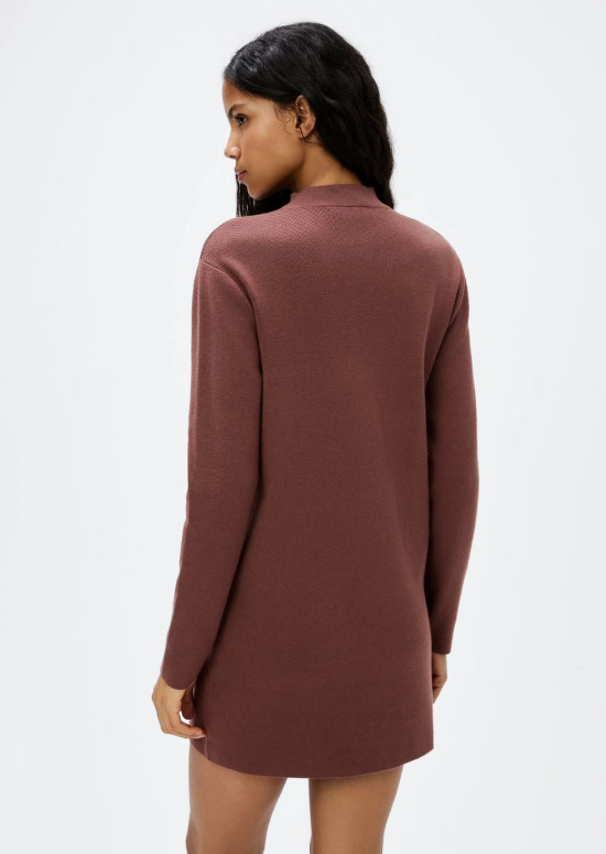 Vestido Curto Manga Longa Hering em Tricô - Vinho