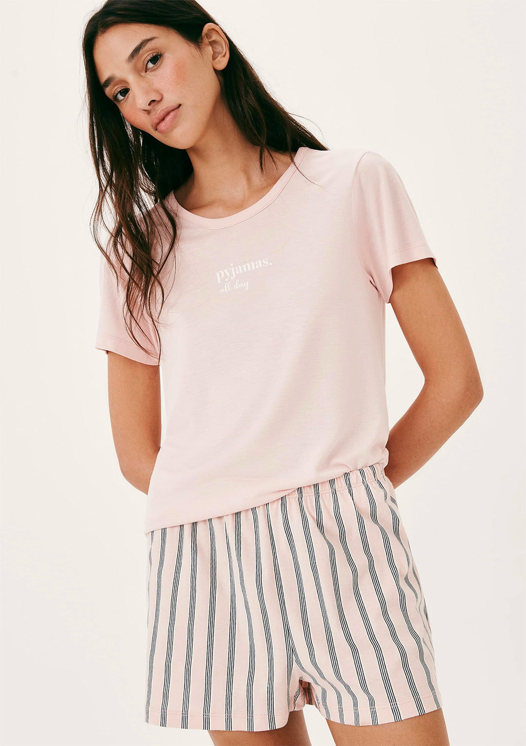 Pijama Curto Feminino Estampado Pyjamas - Rosa