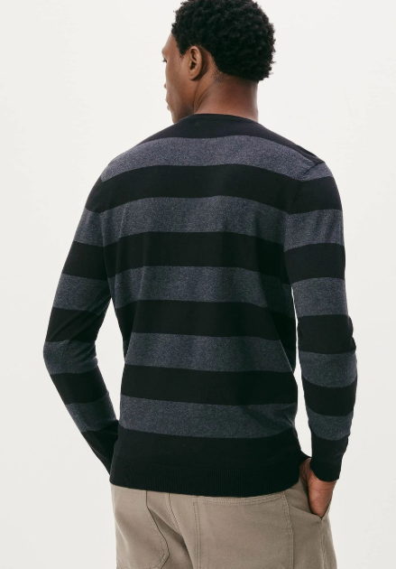 Blusão Básico Hering Masculino Listrado Em Tricot - Cinza