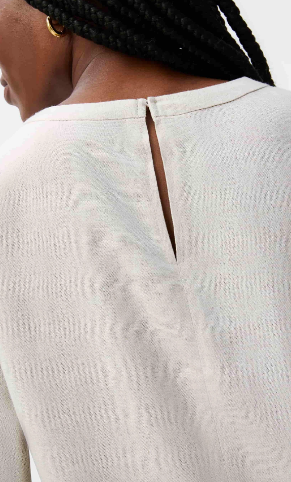 Blusa Hering Manga Média Feminina Com Linho - Off White
