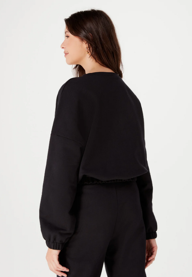 Blusão Moletom Hering Feminino - Preto