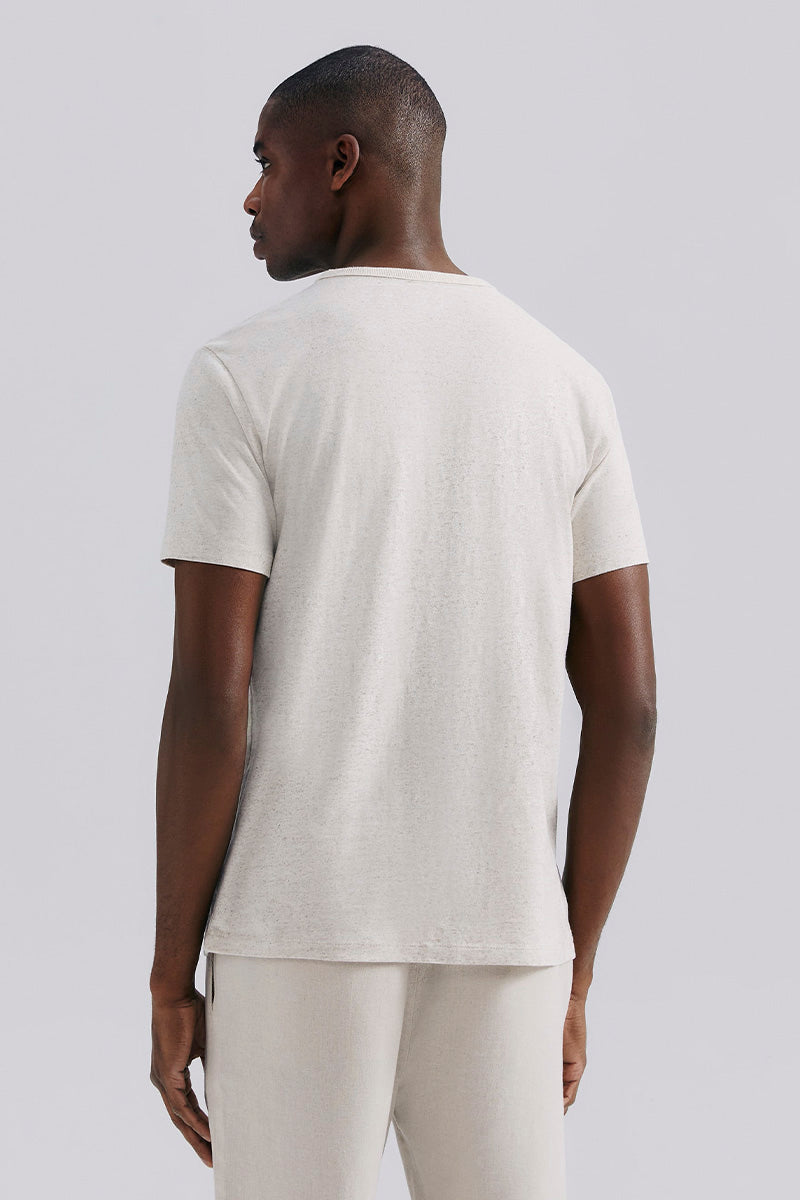 Camiseta Básica Hering Com Estampa Em Linho Masculina - Bege