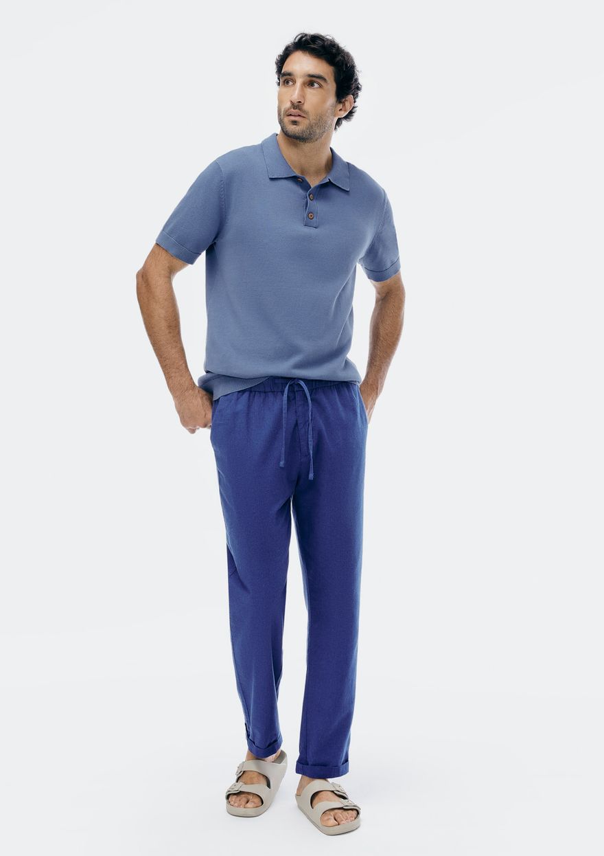 Camisa Polo Hering em tricô Masculina  - Azul