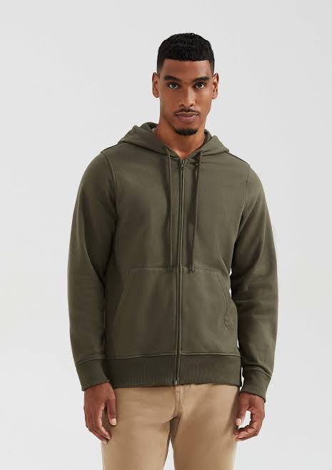 Jaqueta Básica Hering Moleton Peluciado Masculina - Verde Militar
