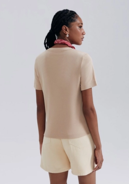 Blusa Hering Decote V Feminina - Bege