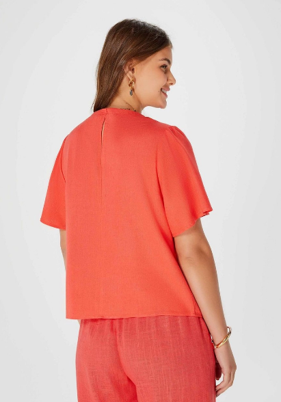 Blusa Feminina Hering Manga Morcego em Viscose - Vermelho