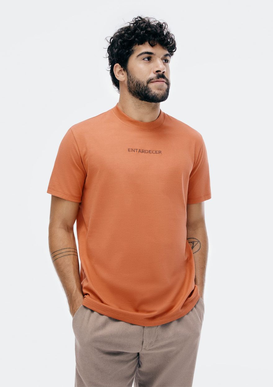 Camiseta Hering Comfort Super Cotton Com Estampa Masculina - Laranja