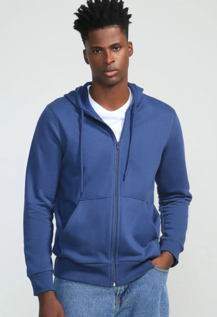 Blusa de Moletom Hering Aberta  Lisa Masculina  - Azul