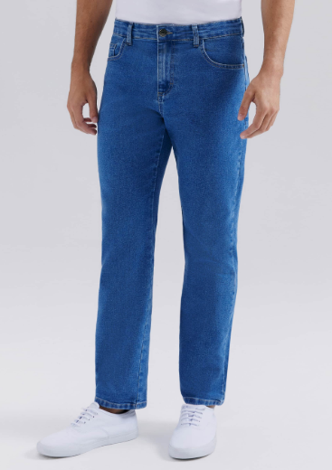 Calça Jeans Hering Básica Reta Com Elastano Masculina - Azul