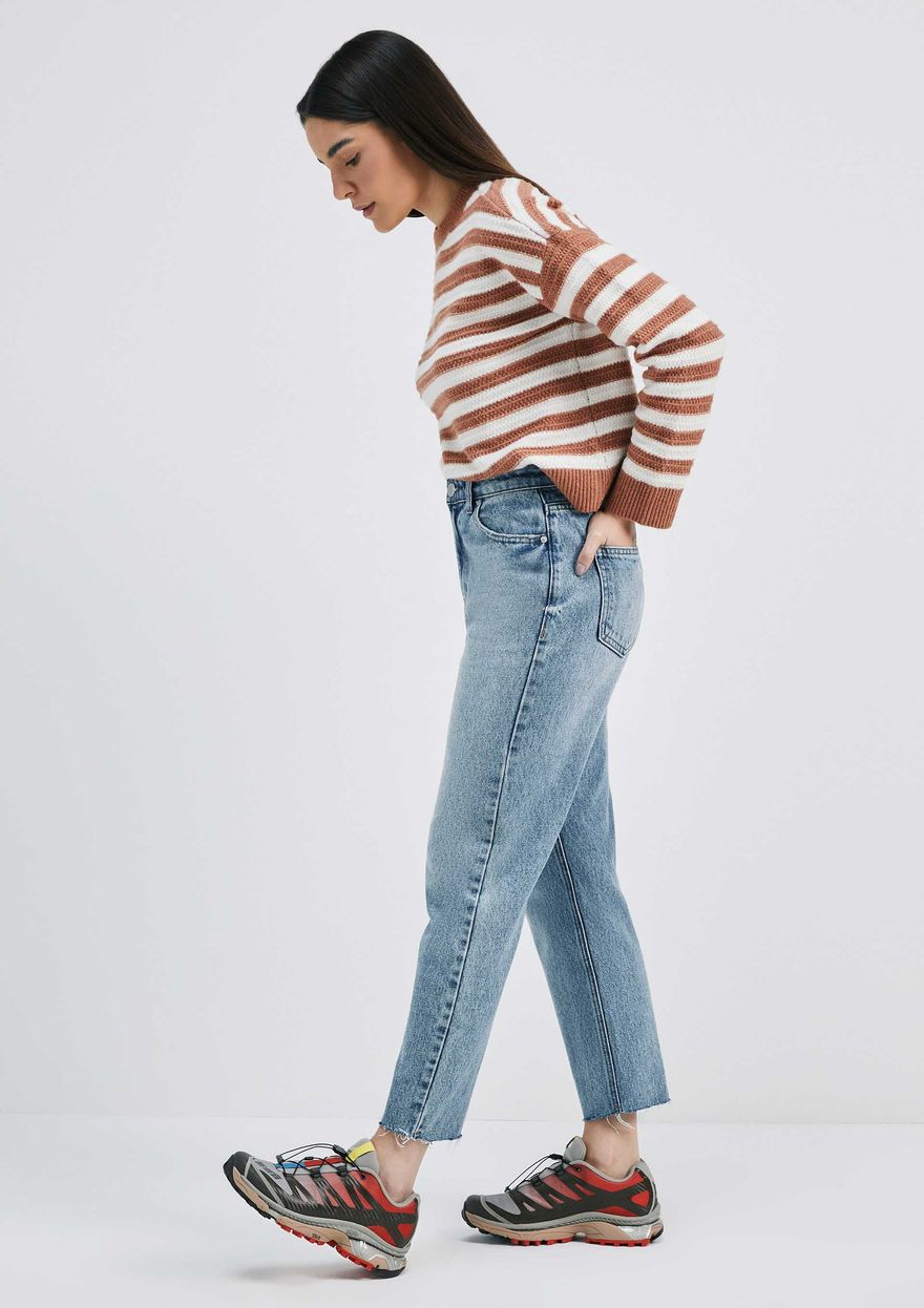 Calça Jeans Hering Básica Reta Cintura Alta Barra A Fio Feminina - Azul