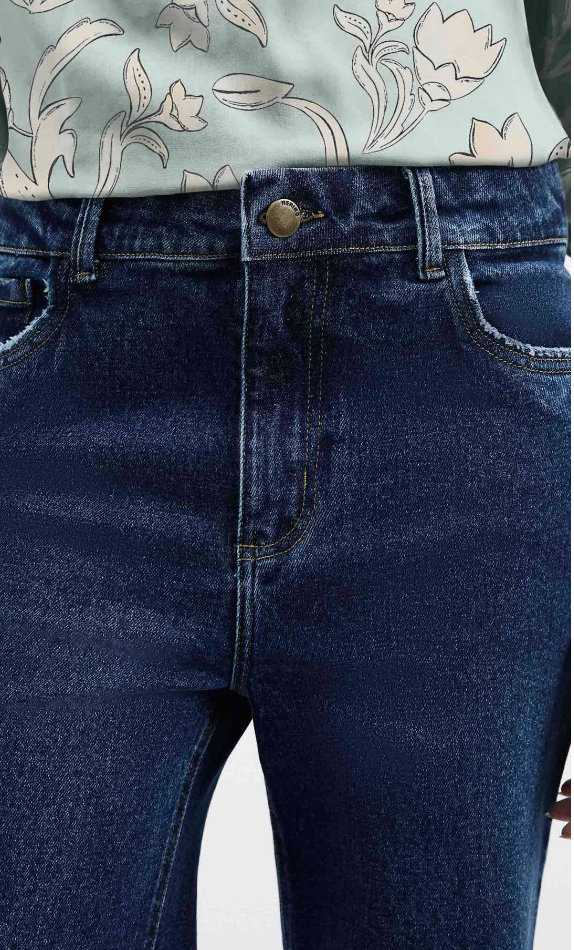 Calça Jeans Hering Pantalona Cintura Alta Com Elastano Feminina - Azul