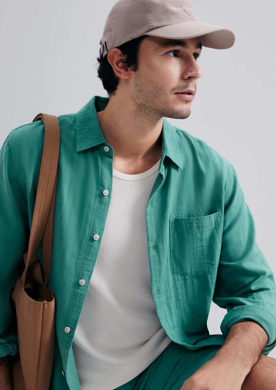 Camisa Hering Manga longa Texturizada Masculina - Verde