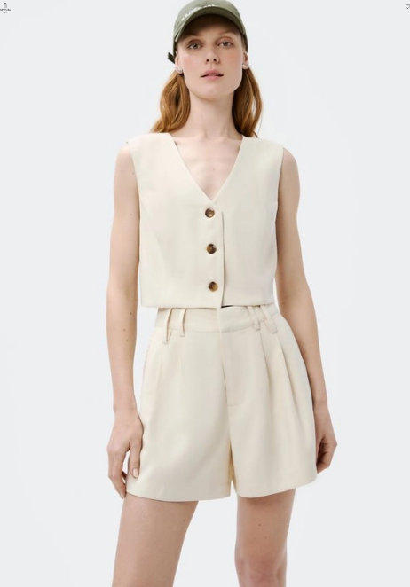 Shorts Hering Em Alfaiataria Peach Touch - Creme