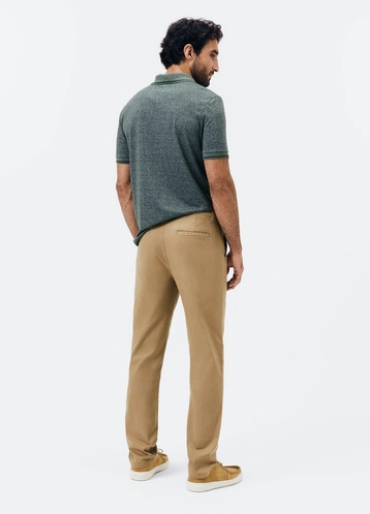 Calça Básica Hering Chino Slim Em Sarja Com Elastano Masculina - Caqui