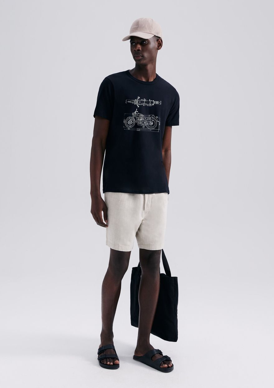 Camiseta Hering Com Estampa Masculina - Preta