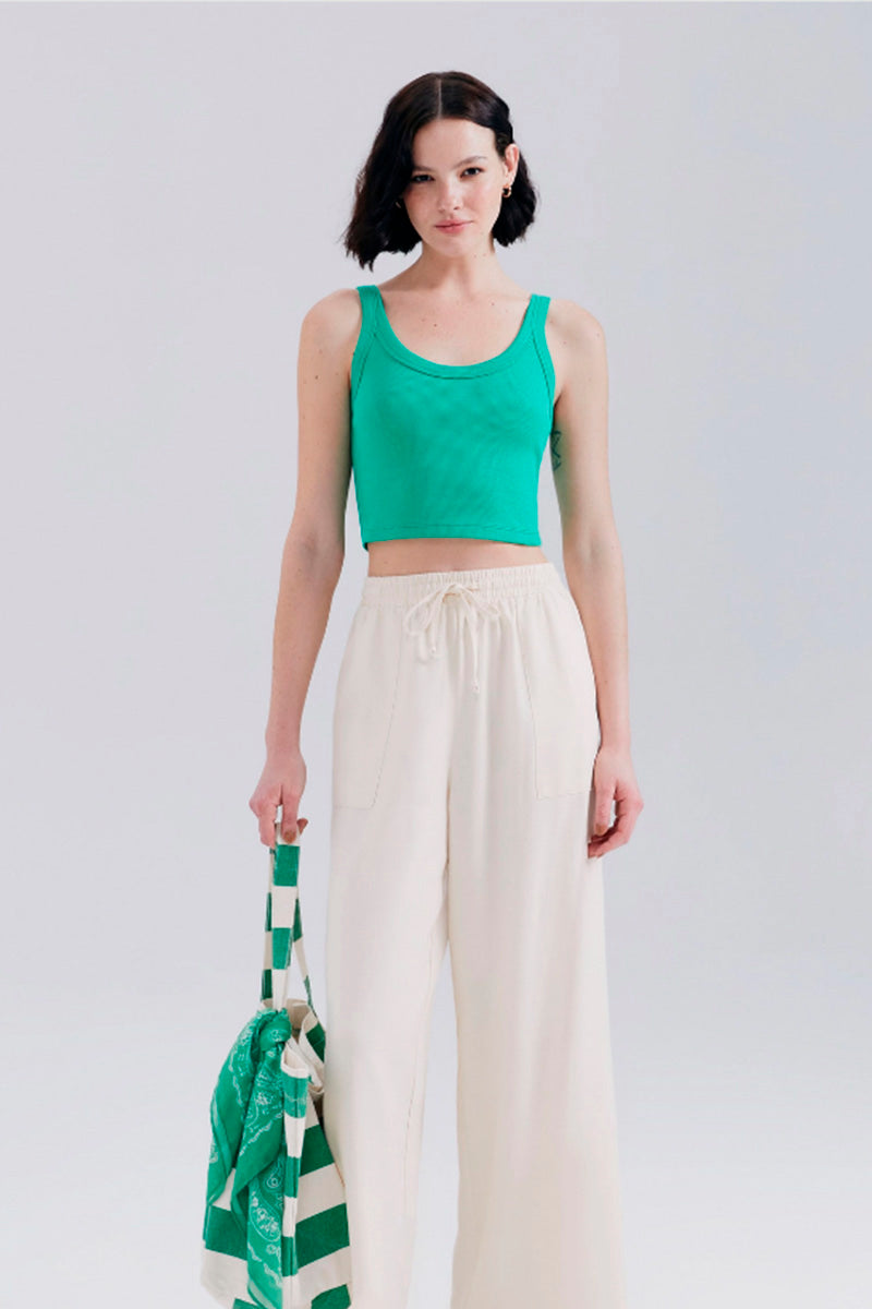 Blusa Cropped Regata Hering Feminina - Verde