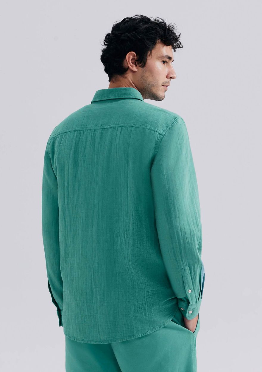 Camisa Hering Manga longa Texturizada Masculina - Verde