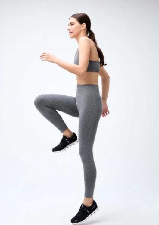Calça Legging Hering Rajada Sem Costura Feminina - Cinza