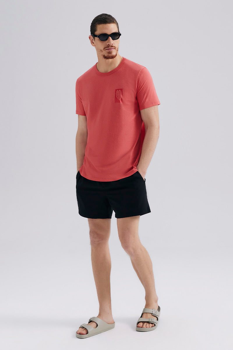 Camiseta Manga Curta Hering Básica Regular Estampada Masculina - Vermelha