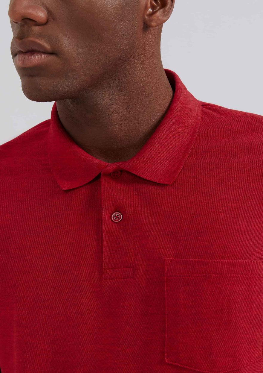 Camisa Polo Hering Básica Em Piquet Com Bolso Masculina - Vermelho