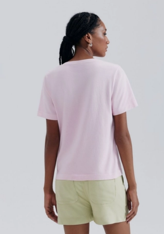 Blusa Manga Curta Hering Estonada Decote V Feminina - Rosa