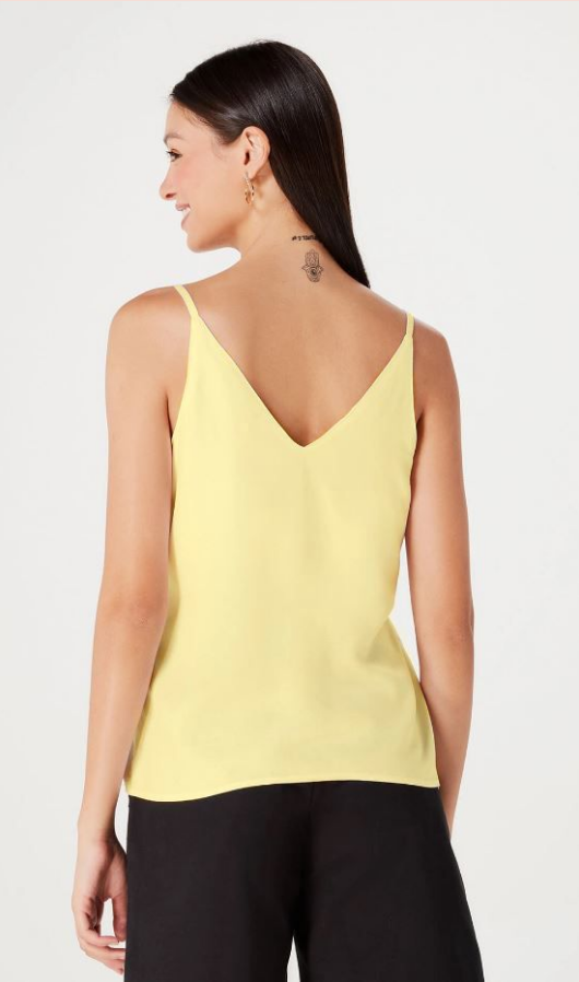 Blusa Regata Hering Alças Finas Feminina - Amarela