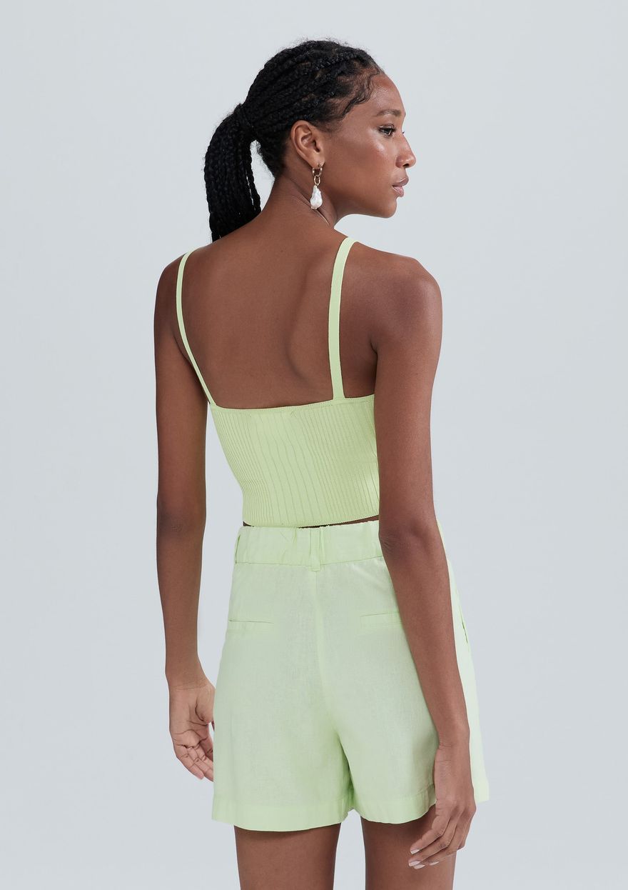 Shorts Hering Alfaiataria Em Linho Feminino - Verde
