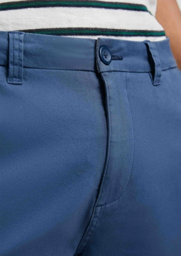Calça Hering Chino Slim Masculina Em Sarja Com Elastano - Azul