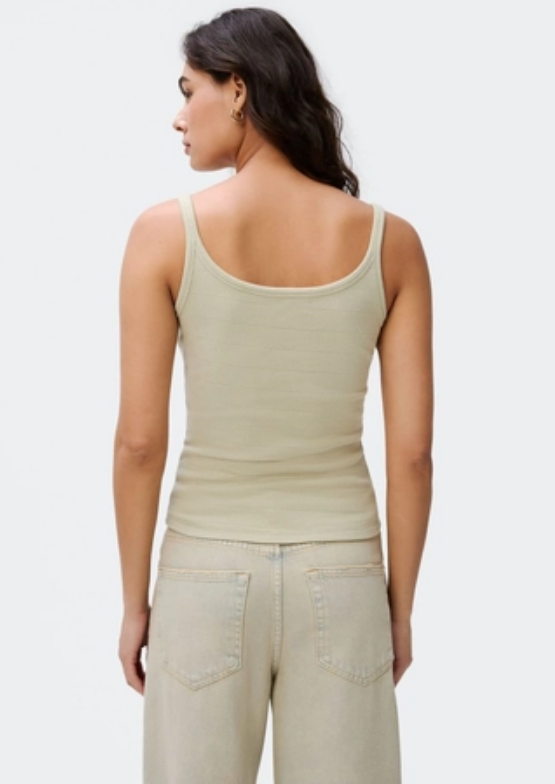 Blusa Regata Hering Decote U Em Ribana Feminina - verde