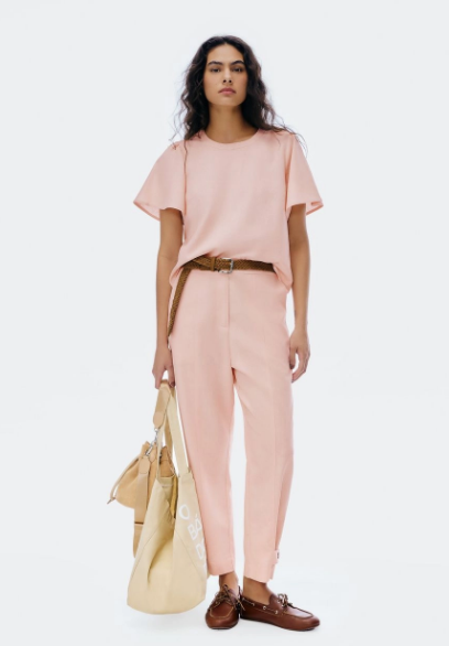 Blusa Feminina Hering Manga Godê com Linho - Rosa