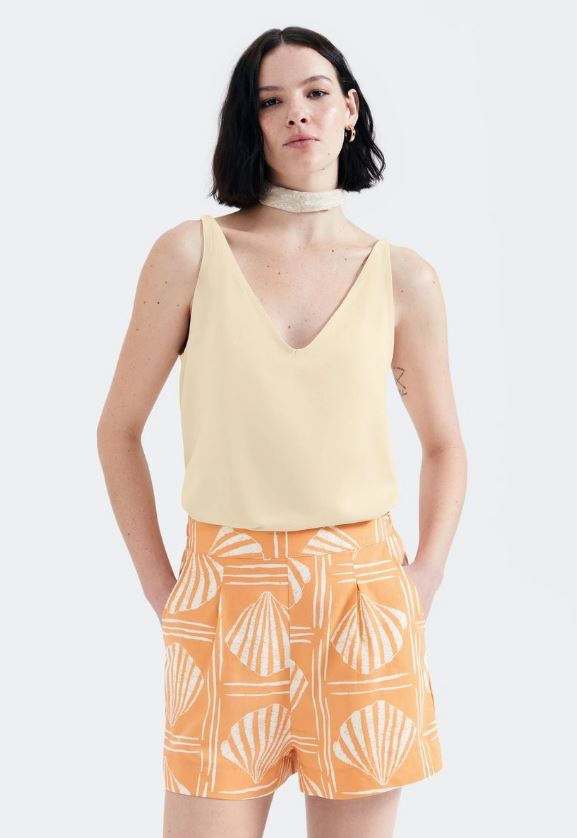 Blusa Alça Hering Tecido Creponado Feminina