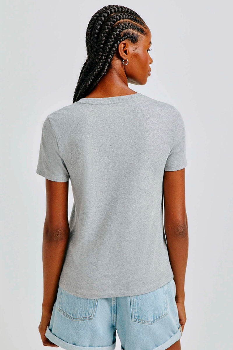 Blusa Básica Hering Decote V Feminina - Cinza