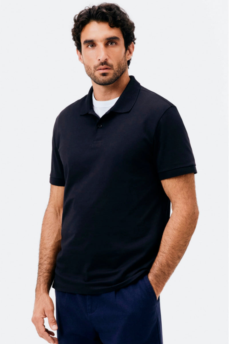 Camisa Polo Hering Básica Pima Masculina - Preta