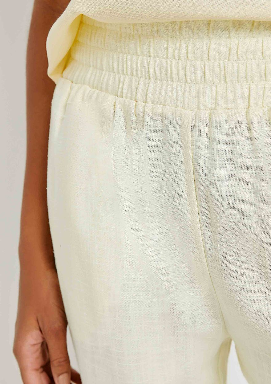 Calça Hering Em Linho Feminina - Amarela