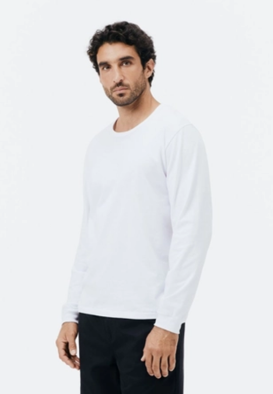 Camiseta Básica Hering Manga Longa Slim Masculina - Branca