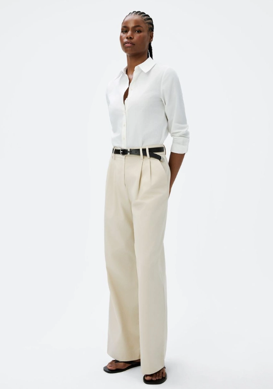Camisa Hering Manga Longa Slim Feminina - Off White