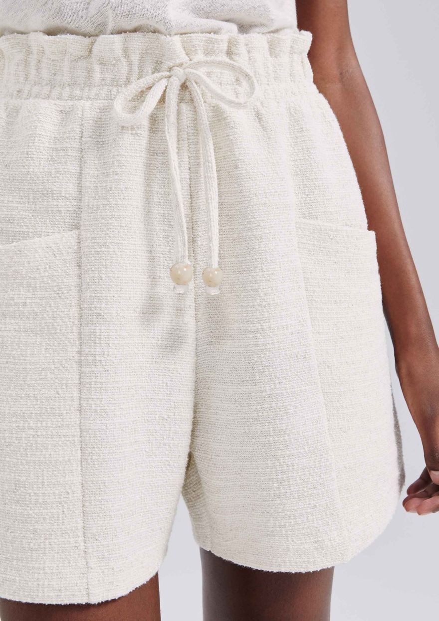Shorts Hering Texturizado Com Linho Feminino - Bege