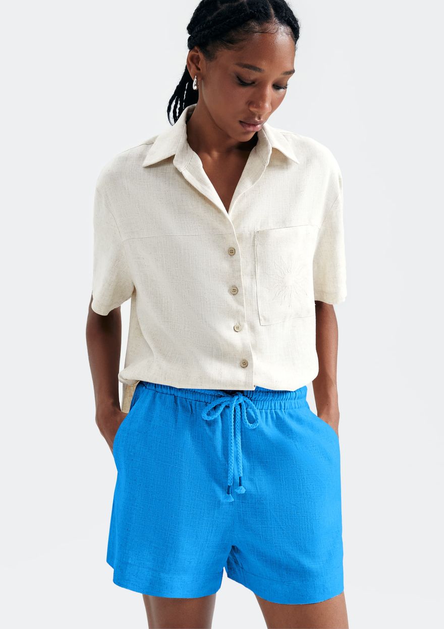 Shorts Hering Em  Viscolinho Feminino - Azul