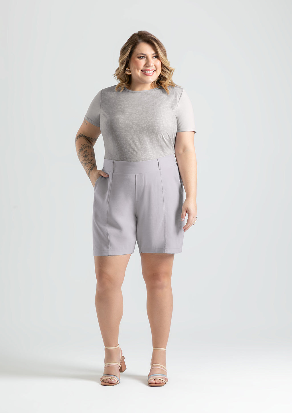 Blusa Manga Curta Plus Size Cativa Estampada Feminina