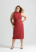 Vestido Midi Plus Size Sem Mangas Gola Alta Cativa Em Malha Canelada Feminino - Terracota
