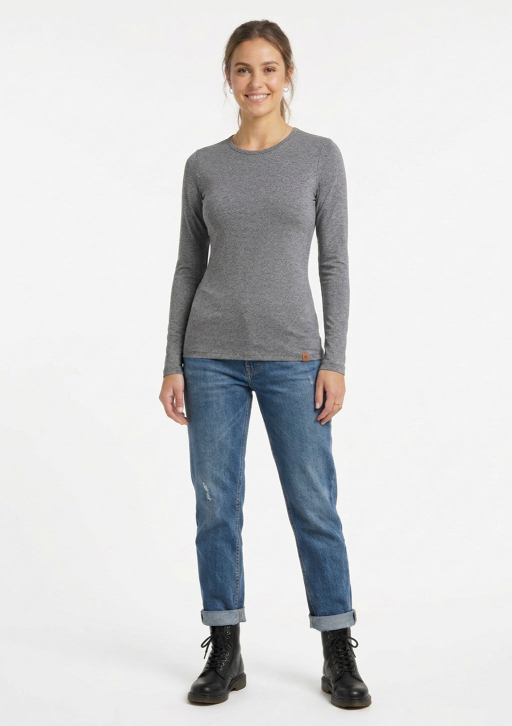 Blusa Manga Longa Térmica DC Têxtil Gola Careca Feminina - Mescla