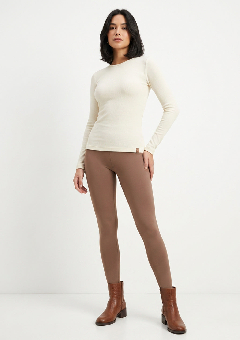 Blusa Manga Longa Térmica DC Têxtil Gola Careca Feminina - Off-White