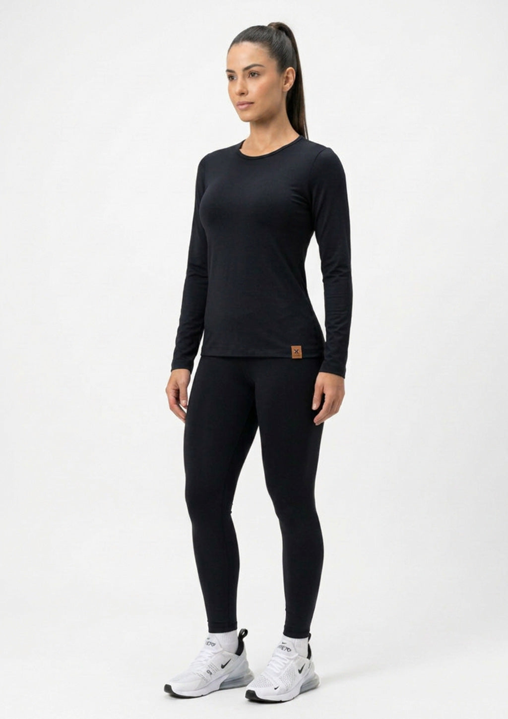 Blusa Manga Longa Térmica DC Têxtil Gola Careca Feminina - Preta