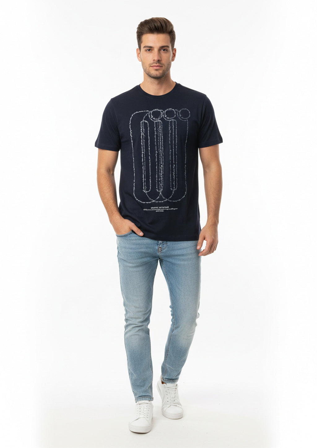 Camiseta Manga Curta Distrito Urbano Estampada Desenhos Orgânicos Masculina