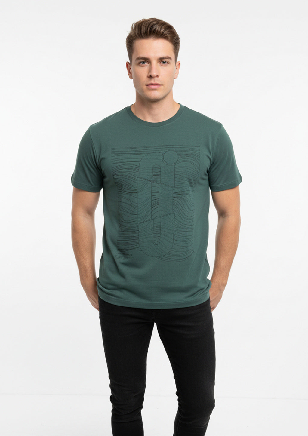 Camiseta Manga Curta Distrito Urbano Estampada Desenhos Orgânicos Masculina