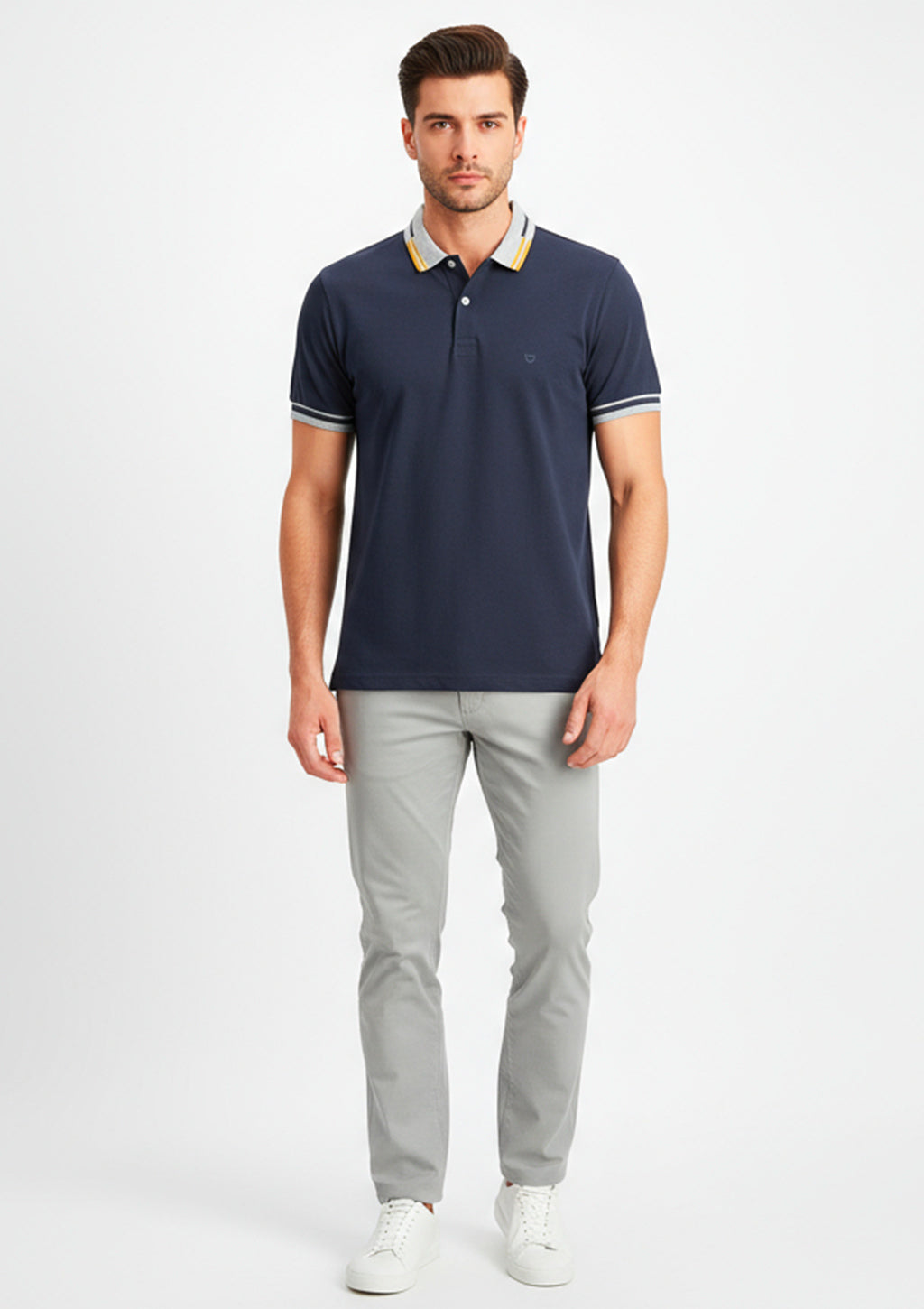 Camisa Polo Fred e Filó Com Detalhes Na Gola E Manga Masculina
