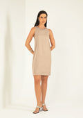 Vestido Curto Sem Mangas Cativa Gris Com Aplicação De Pedraria Feminino